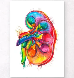 Anatomie der linken Niere - Aquarell | Codex Anatomicus Clearance