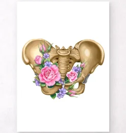 Anatomie des weiblichen Beckens - Floral - Weiß | Codex Anatomicus Outlet