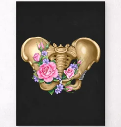 Anatomie des weiblichen Beckens - Floral - Schwarz | Codex Anatomicus Best