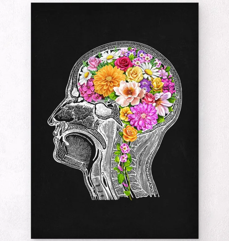 Anatomisches Gehirn mit Blumen II | Codex Anatomicus Hot
