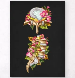 Bandscheibenvorfall - Floral - Schwarz | Codex Anatomicus Clearance