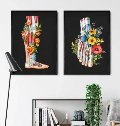 Bein Anatomie - Floral - Schwarz | Codex Anatomicus Hot