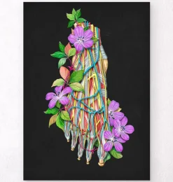 Blutgefäße des Fußes - Floral - Schwarz | Codex Anatomicus Hot