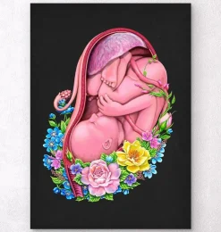Fötus im Mutterleib - Floral - Schwarz | Codex Anatomicus Discount