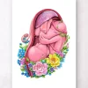 Fötus im Mutterleib - Floral - Weiß | Codex Anatomicus Online