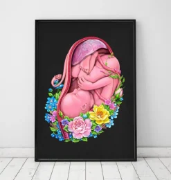 Fötus im Mutterleib - Floral - Schwarz | Codex Anatomicus Discount