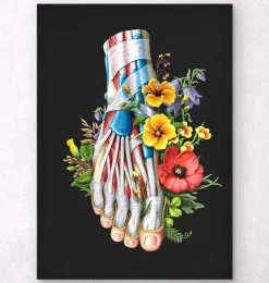 Fuß Anatomie - Floral - Schwarz | Codex Anatomicus Hot