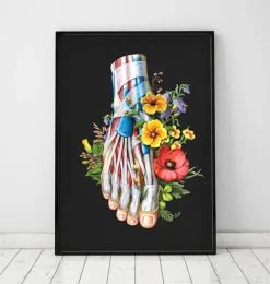 Fuß Anatomie - Floral - Schwarz | Codex Anatomicus Hot