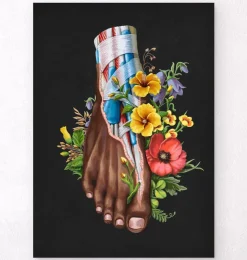 Fuß Anatomie II - Floral - Schwarz | Codex Anatomicus New