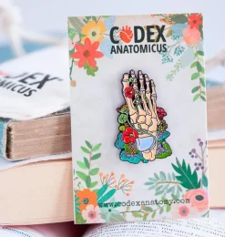 Fußskelett mit Blumen - Emaille Pin | Codex Anatomicus Outlet