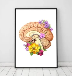 Gehirn Anatomie II - Floral - Weiß | Codex Anatomicus Outlet