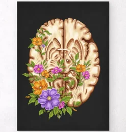 Gehirn Anatomie III - Floral - Schwarz | Codex Anatomicus Outlet
