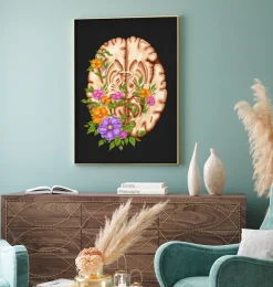 Gehirn Anatomie III - Floral - Schwarz | Codex Anatomicus Outlet