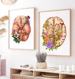 Gehirn Anatomie III - Floral - Weiß | Codex Anatomicus Best