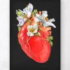 Herz Anatomie II - Floral - Schwarz | Codex Anatomicus Online