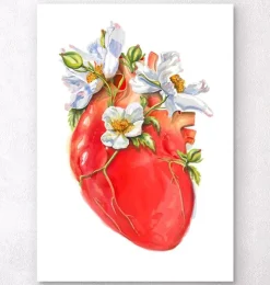 Herz Anatomie II - Floral - Weiß | Codex Anatomicus Clearance