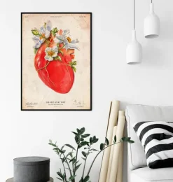 Herz Anatomie II - Floral - Altes Papier | Codex Anatomicus Hot