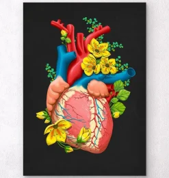 Herz Anatomie III - Floral - Schwarz | Codex Anatomicus Outlet