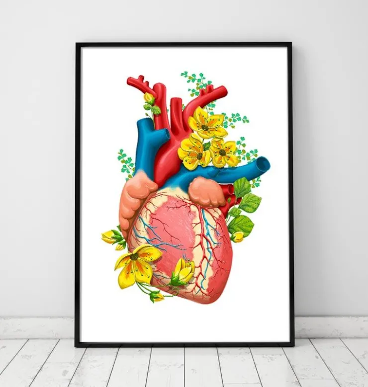 Herz Anatomie III- Floral - Weiß | Codex Anatomicus Clearance