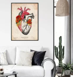 Herz Anatomie mit Blumen II - Altes Papier | Codex Anatomicus Discount