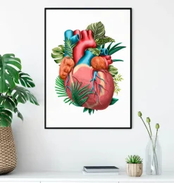Herz Anatomie V - Floral - Weiß | Codex Anatomicus Online