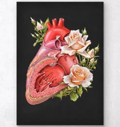 Herzanatomie - Floral - Schwarz | Codex Anatomicus Fashion
