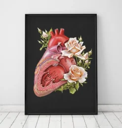 Herzanatomie - Floral - Schwarz | Codex Anatomicus Fashion