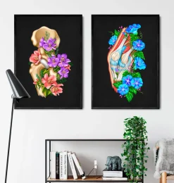 Hüfte Anatomie - Floral - Schwarz | Codex Anatomicus New