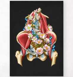 Iliacus- und Psoas-Muskeln - Floral - Schwarz | Codex Anatomicus Clearance