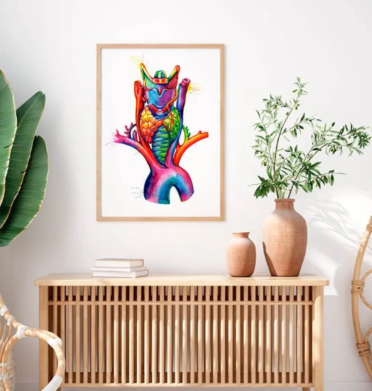 Kehlkopf, Schilddrüse und Aorta - Aquarell | Codex Anatomicus Sale