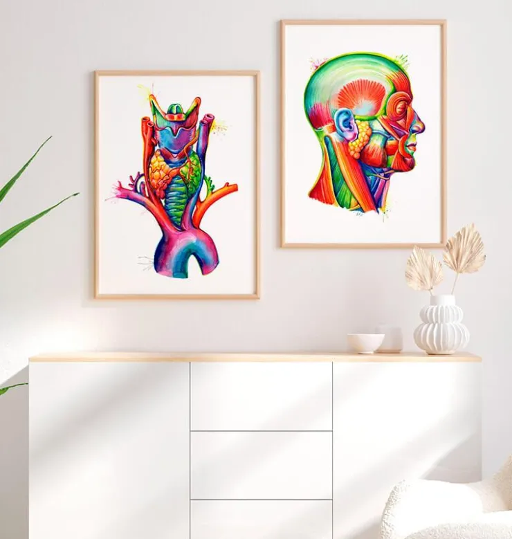 Kehlkopf, Schilddrüse und Aorta - Aquarell | Codex Anatomicus Sale