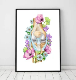 Knie Anatomie - Floral - Weiß | Codex Anatomicus Online