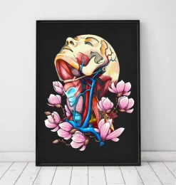 Kopf, Hals und Arterien - Floral - Schwarz | Codex Anatomicus Sale