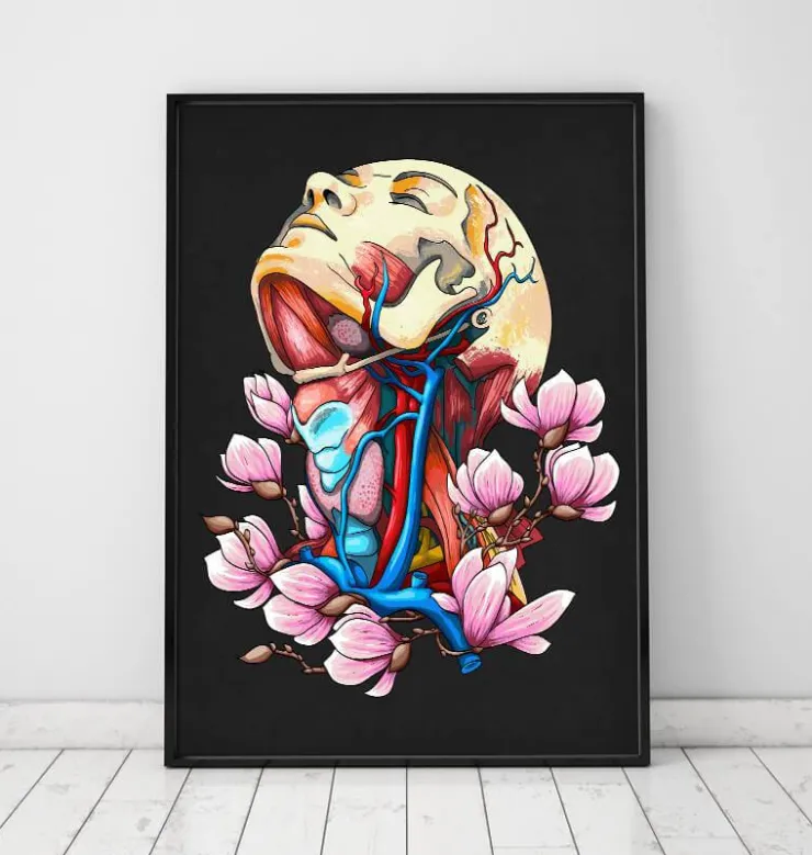 Kopf, Hals und Arterien - Floral - Schwarz | Codex Anatomicus Sale