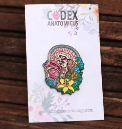 Kopfteil und Gehirn mit Blumen - Emaille Pin | Codex Anatomicus Outlet