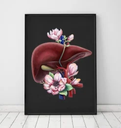 Leber Anatomie - Floral - Schwarz | Codex Anatomicus Hot