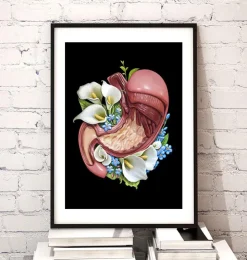 Magen Anatomie - Floral - Schwarz | Codex Anatomicus Best
