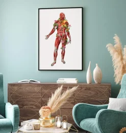 Muskulatur, Vorderansicht - Floral - Weiß | Codex Anatomicus Discount