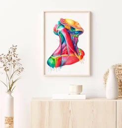Nackenmuskulatur Anatomie - Aquarell | Codex Anatomicus Online