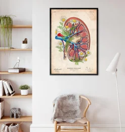 Niere mit Blumen - Altes Papier | Codex Anatomicus Outlet