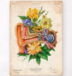 Ohr Anatomie - Floral - Altes Papier | Codex Anatomicus Best