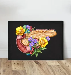 Pankreas Anatomie - Floral - Schwarz | Codex Anatomicus Hot