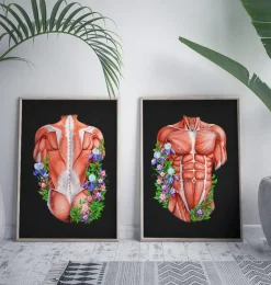 Rücken Anatomie I - Floral- Schwarz | Codex Anatomicus Discount