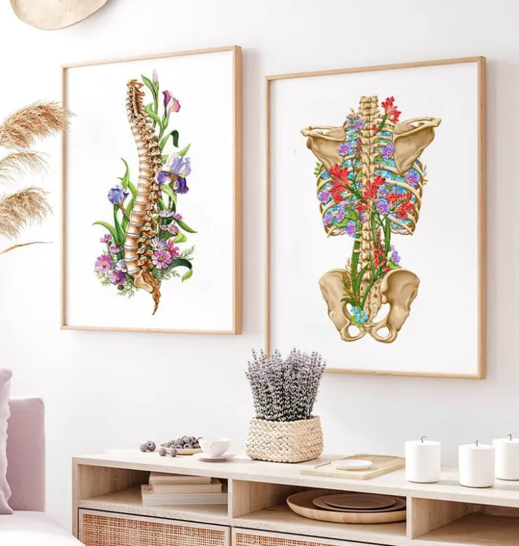 Rückenskelett Anatomie - Floral - Weiß | Codex Anatomicus Outlet