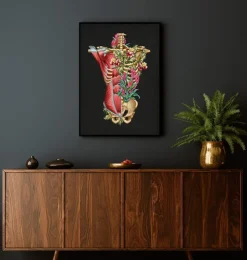 Rumpfmuskulatur und Knochen - Floral - Schwarz | Codex Anatomicus Hot