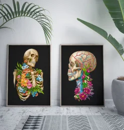 Schädel Anatomie II - Floral - Schwarz | Codex Anatomicus Outlet