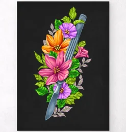 Skalpell mit Blumen - Schwarz | Codex Anatomicus Discount