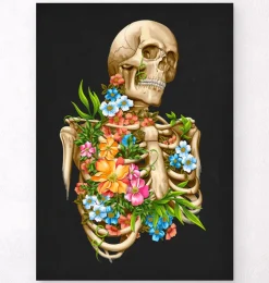 Skelett Anatomie - Floral - Schwarz | Codex Anatomicus New