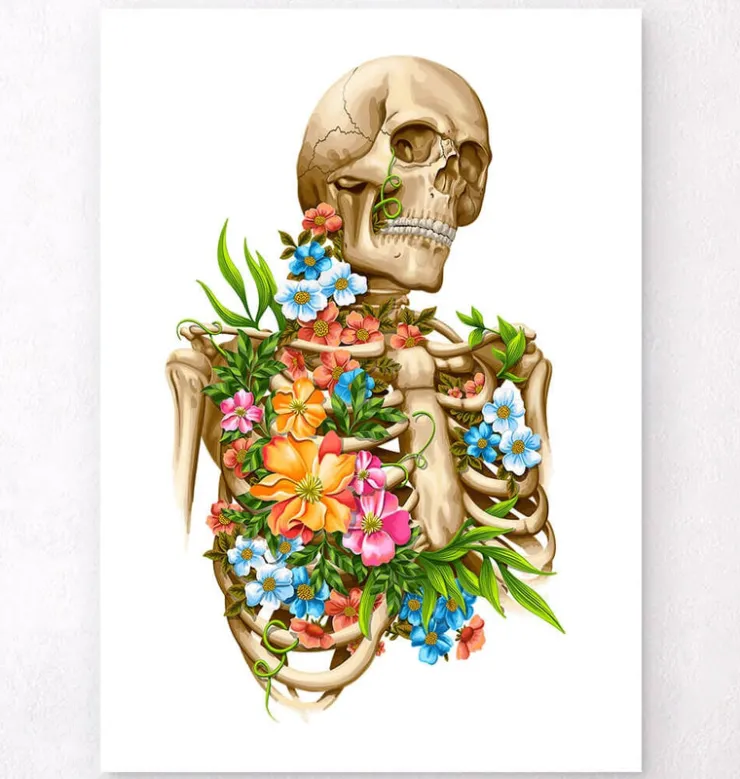 Skelett Anatomie - Floral - Weiß | Codex Anatomicus Online