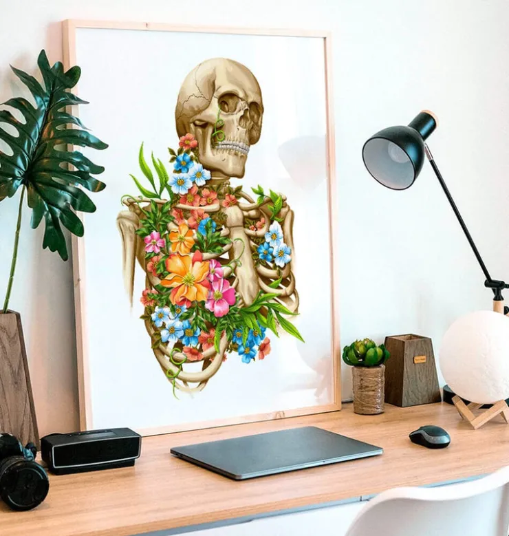 Skelett Anatomie - Floral - Weiß | Codex Anatomicus Online